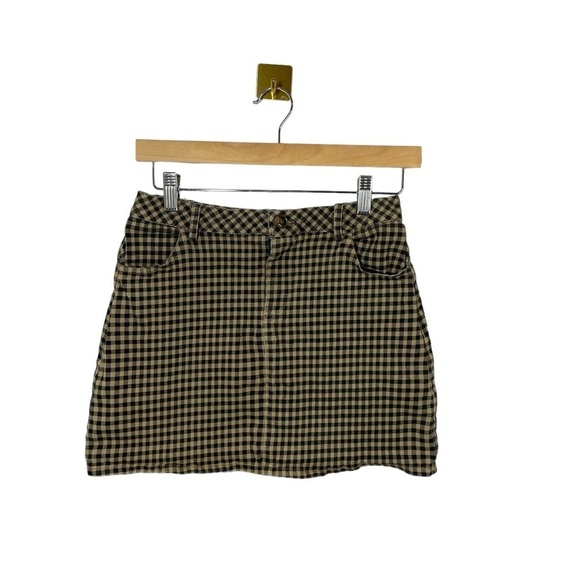 Kendall & Kylie Women’s Gingham Checkered Mini Skirt in Brown/Black Size M - Picture 5 of 13